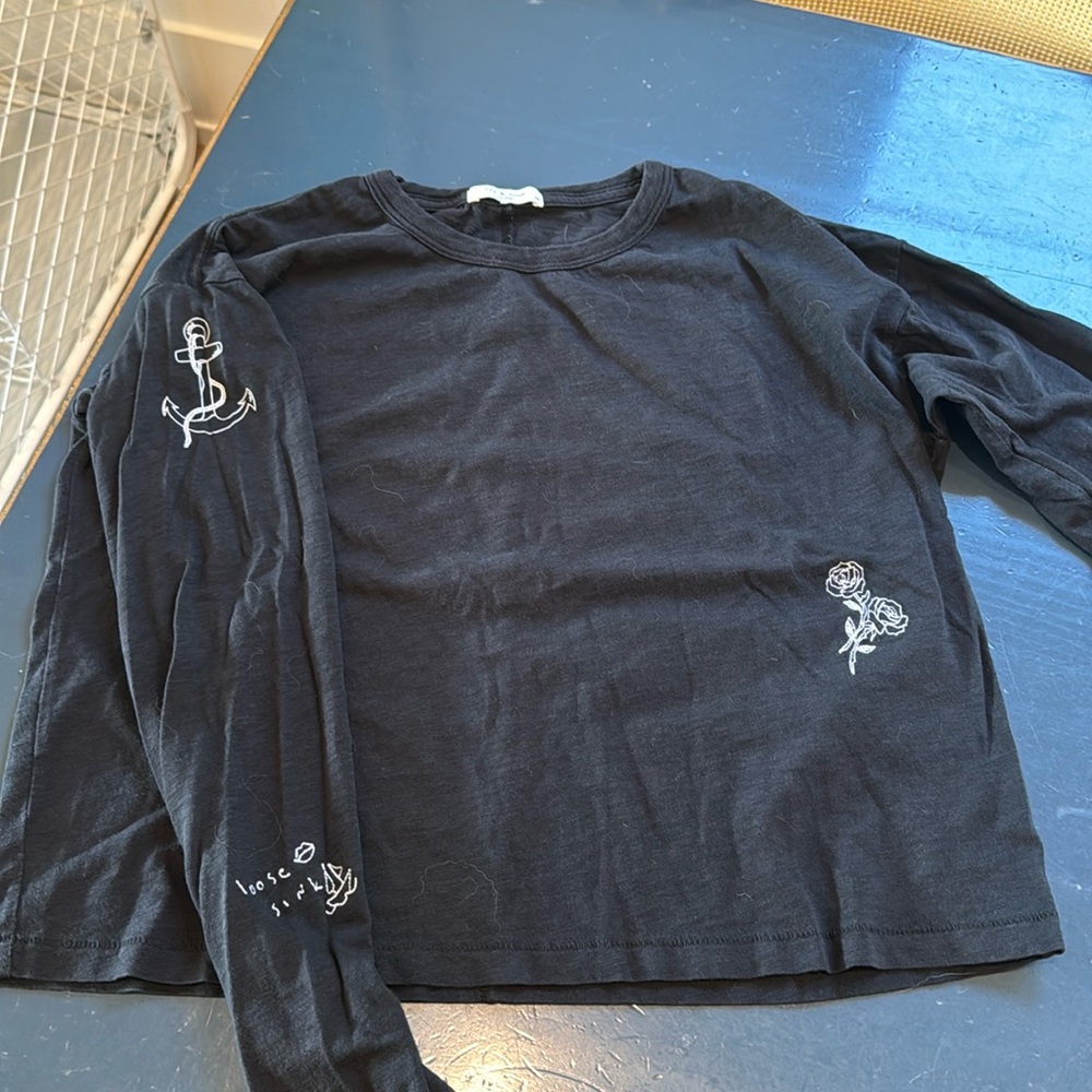 rag & bone cropped cotton long sleeve tee